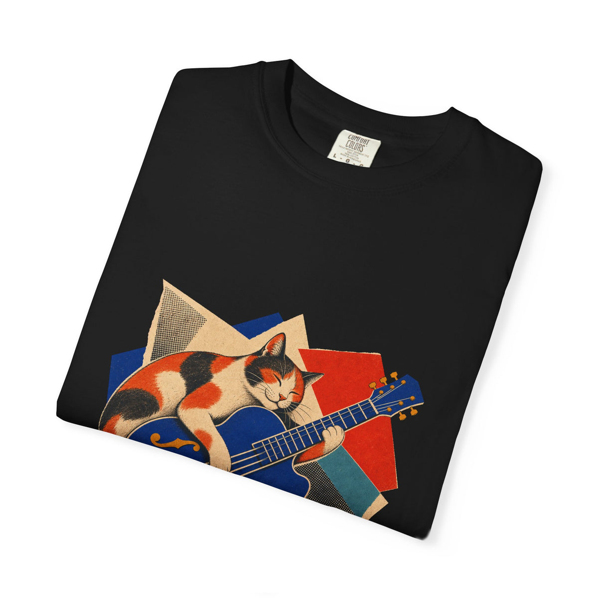 Calico Cat Jazz Guitar Hard-Bop Collage Graphic Tee