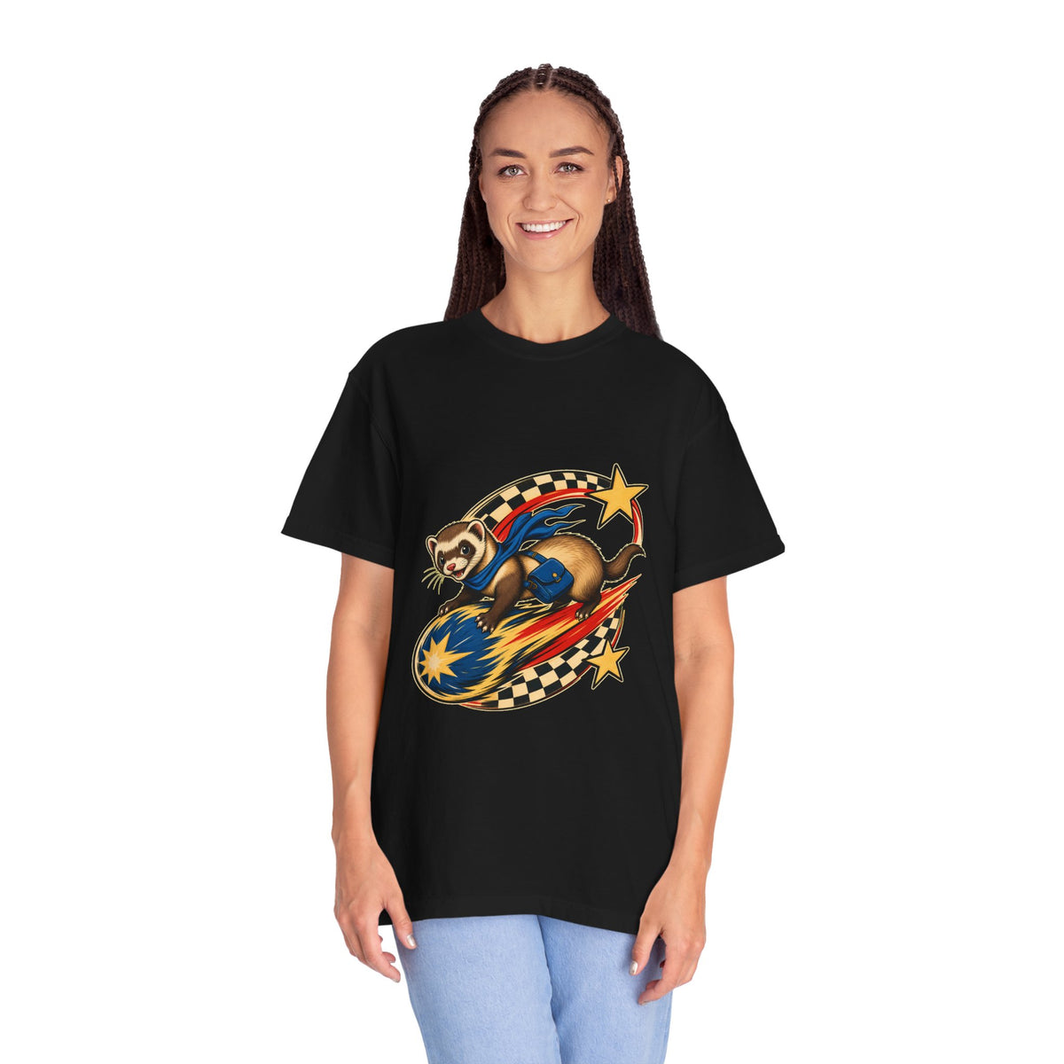 Checkerboard Comet Ferret Graphic Tee