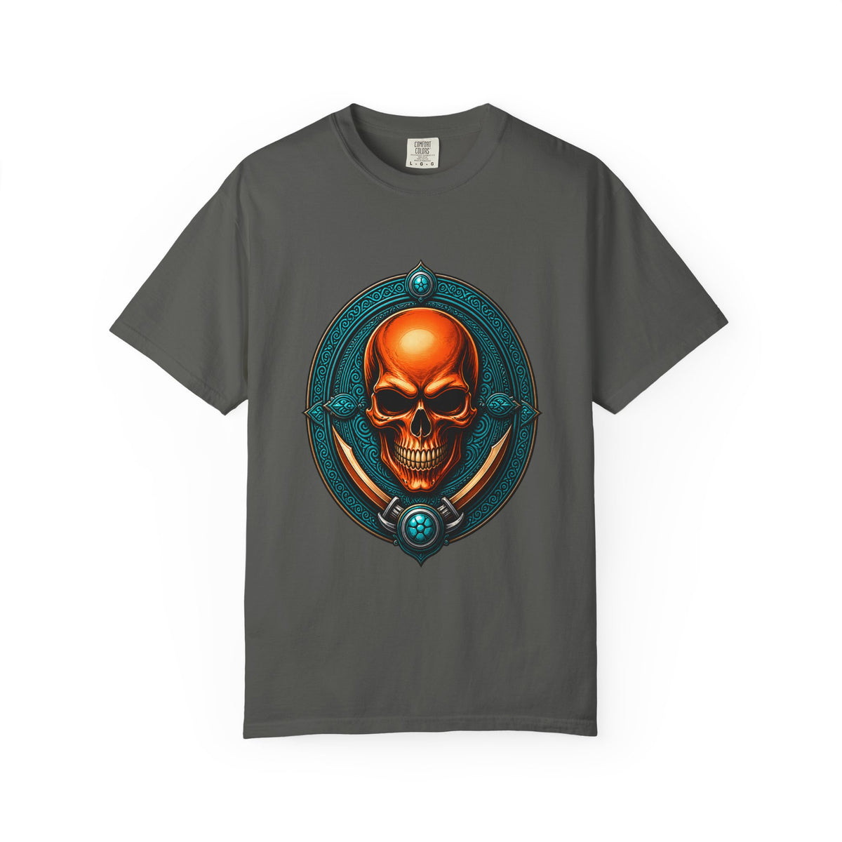 Turquoise Skull Crest Gothic T-Shirt Graphic
