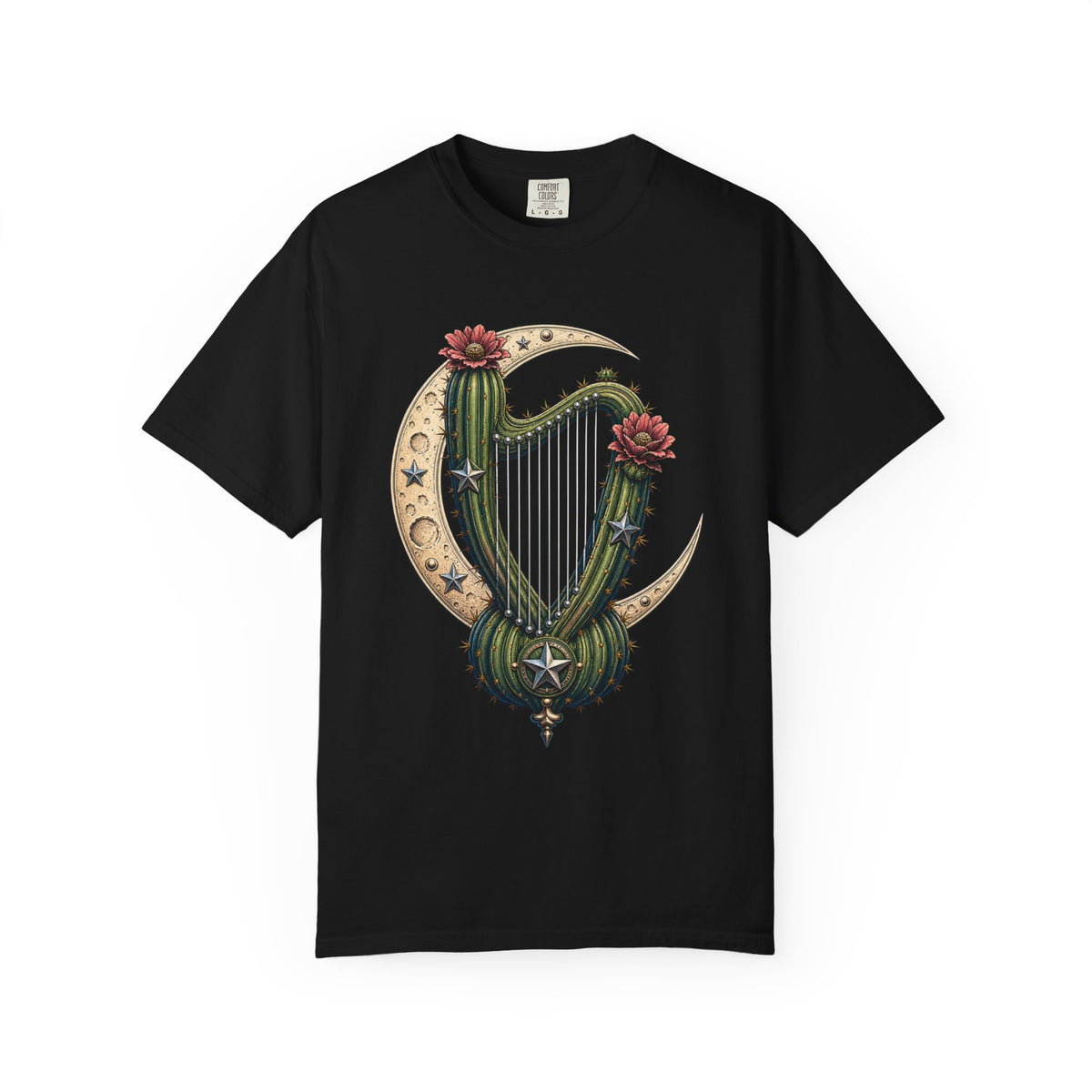 Western Moon Cactus Harp T-Shirt Graphic
