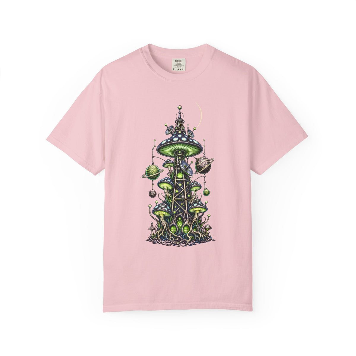 Alien Mushroom Radio Tower T-Shirt Graphic