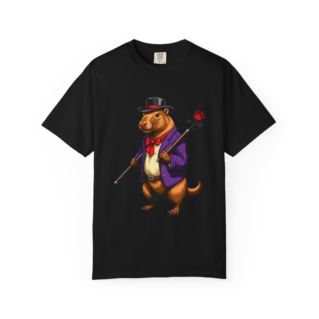 Dapper Capybara Rose Cane T-Shirt Graphic