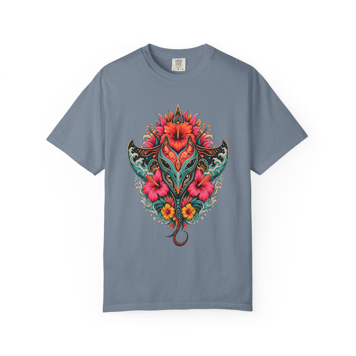Psychedelic Hibiscus Stingray Mask T-Shirt Graphic