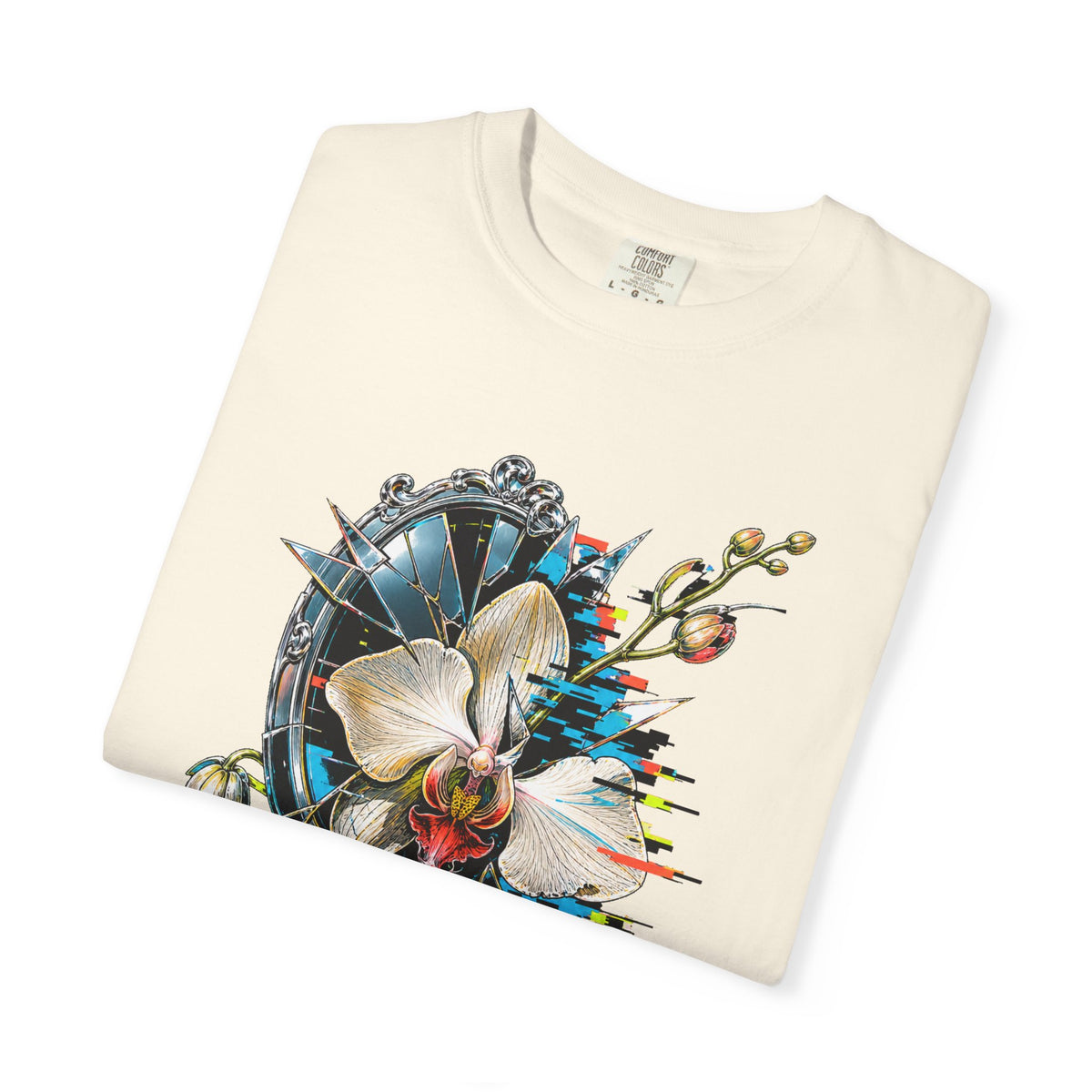 Glitchy Glam Orchid Mirror T-Shirt Graphic