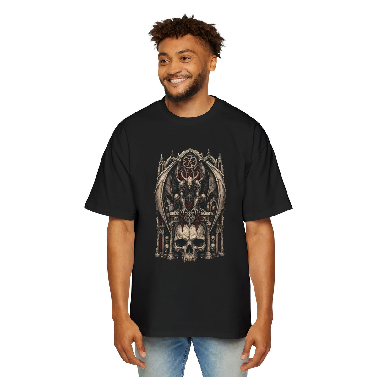 Winged Ossuary Guardian Heavy Oversized Gothic Tee