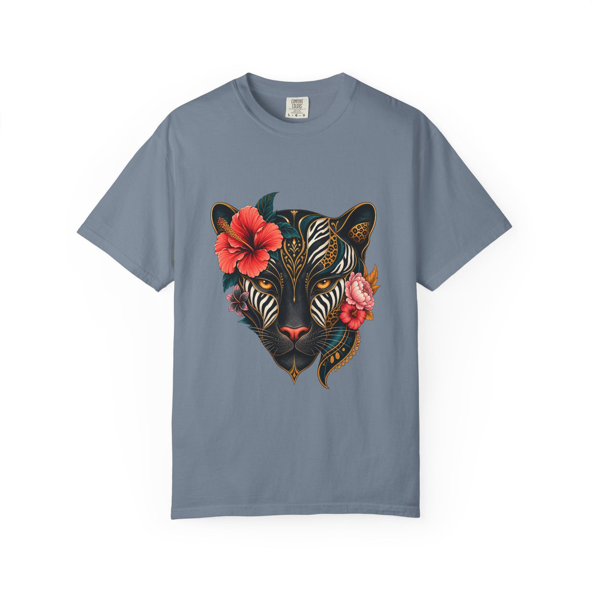 Zebra Bloom Panther Mask Graphic Tee