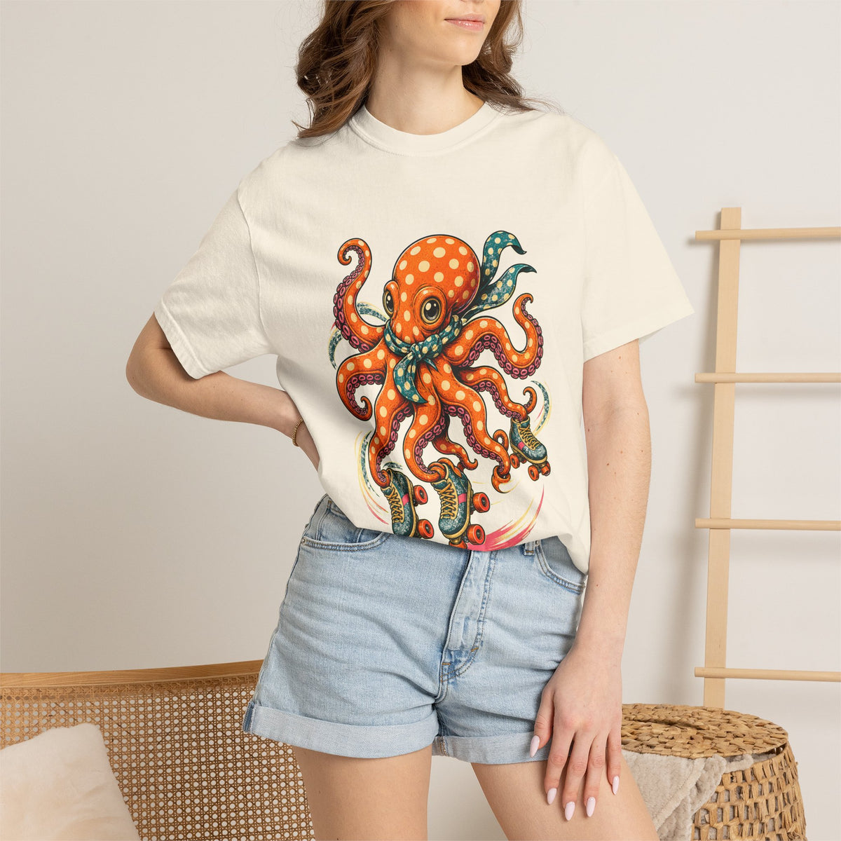 Polka-Dot Roller Octopus Graphic Tee