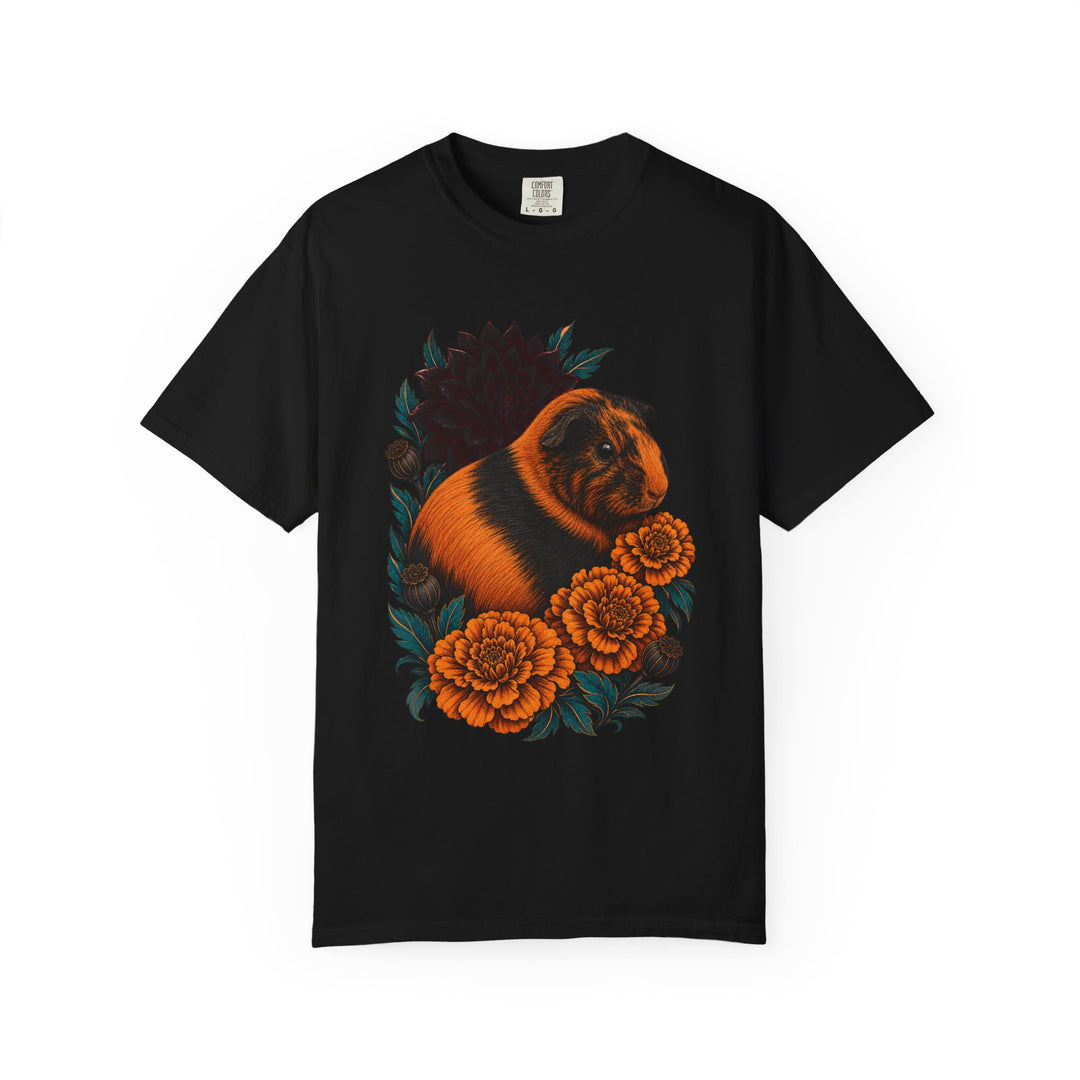 Custom Guinea Pig Floral Portrait Graphic Tee