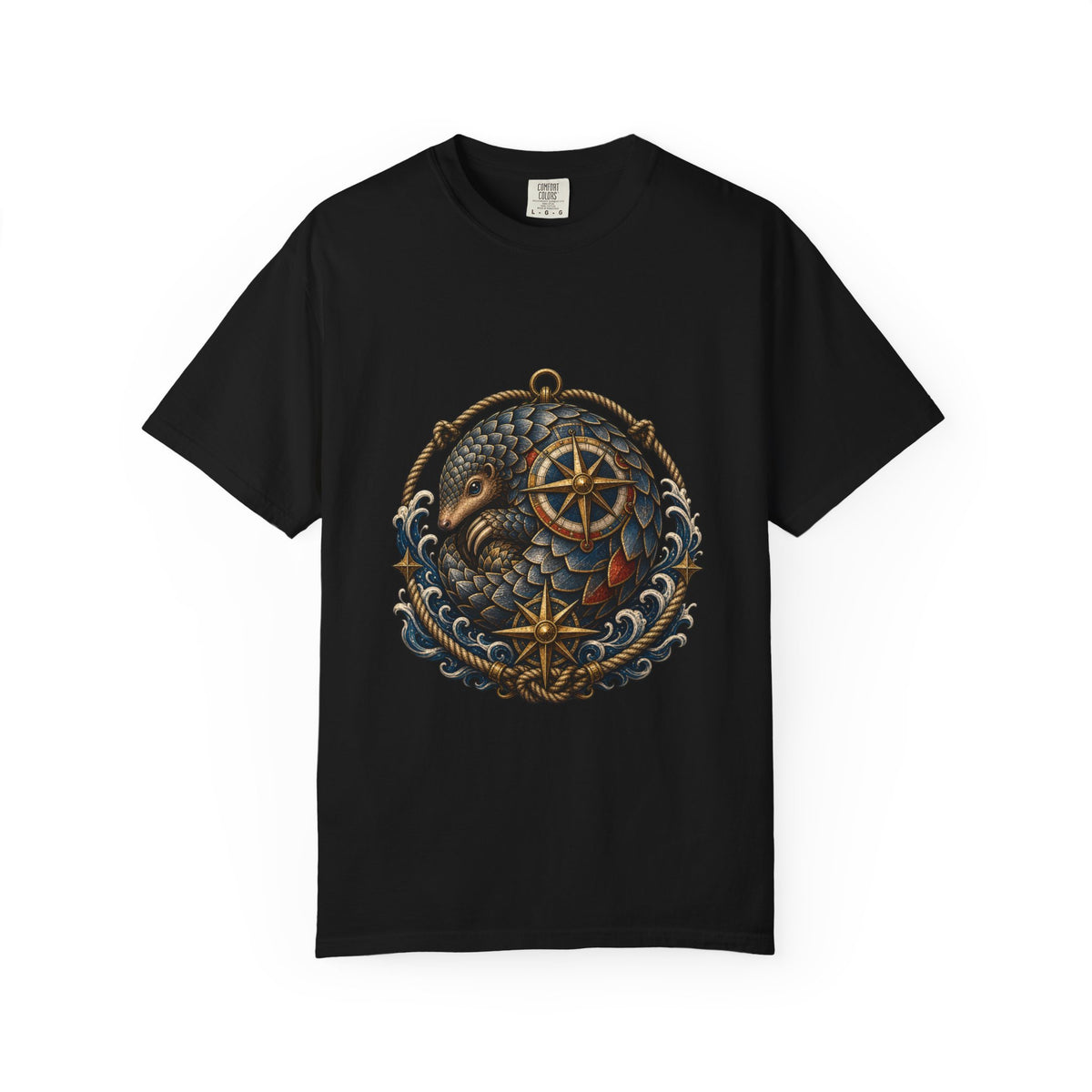 Nautical Pangolin Compass Shell T-Shirt Graphic