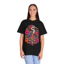 Psychedelic Hibiscus Pinball Heron T-Shirt Graphic