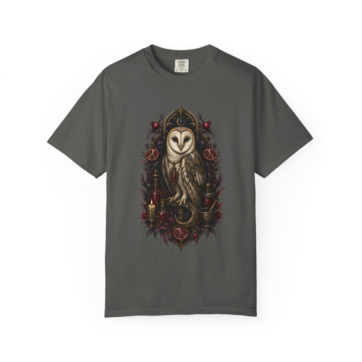 Gothic Pomegranate Barn Owl Graphic Tee
