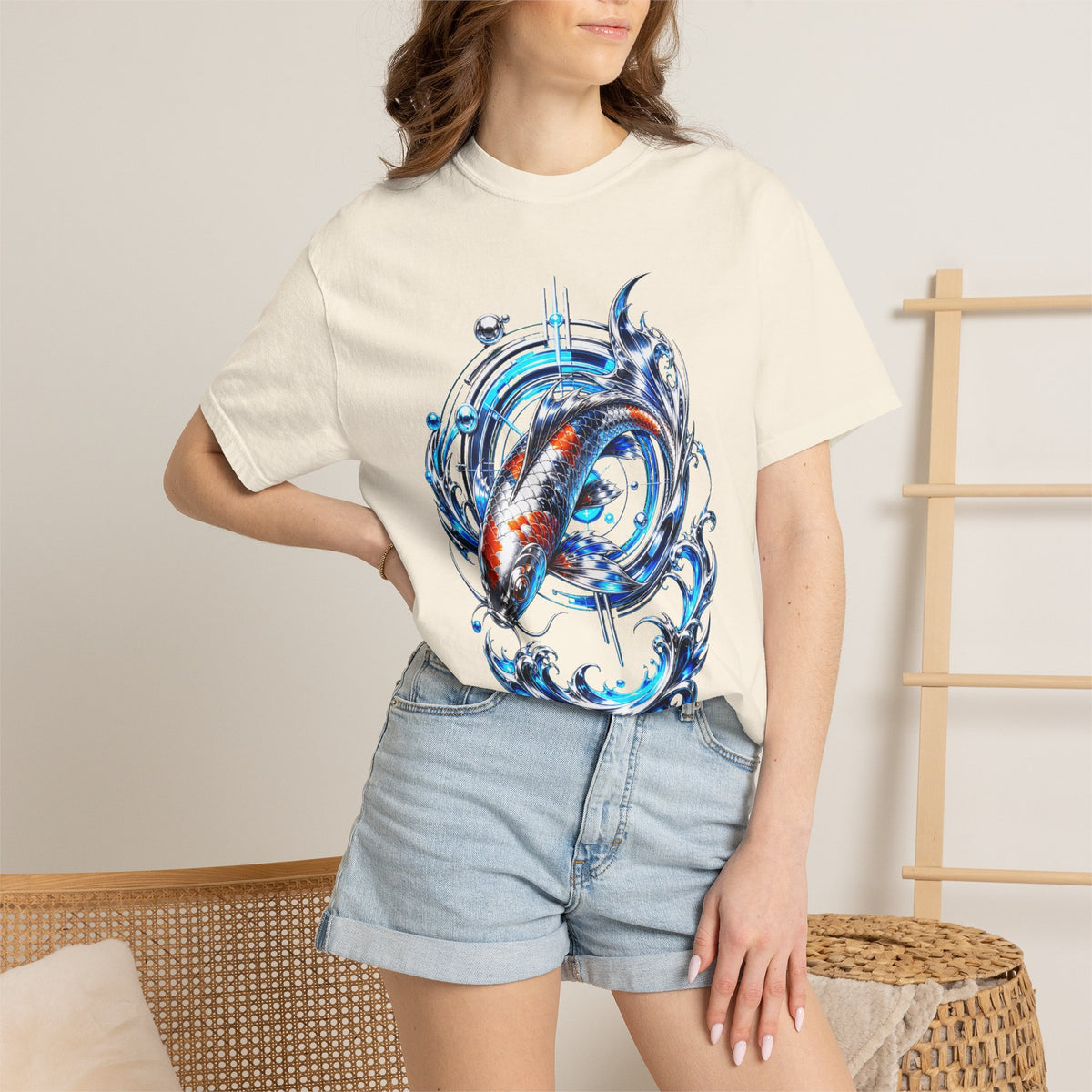 Chrome Koi Signal Crest Graphic Tee