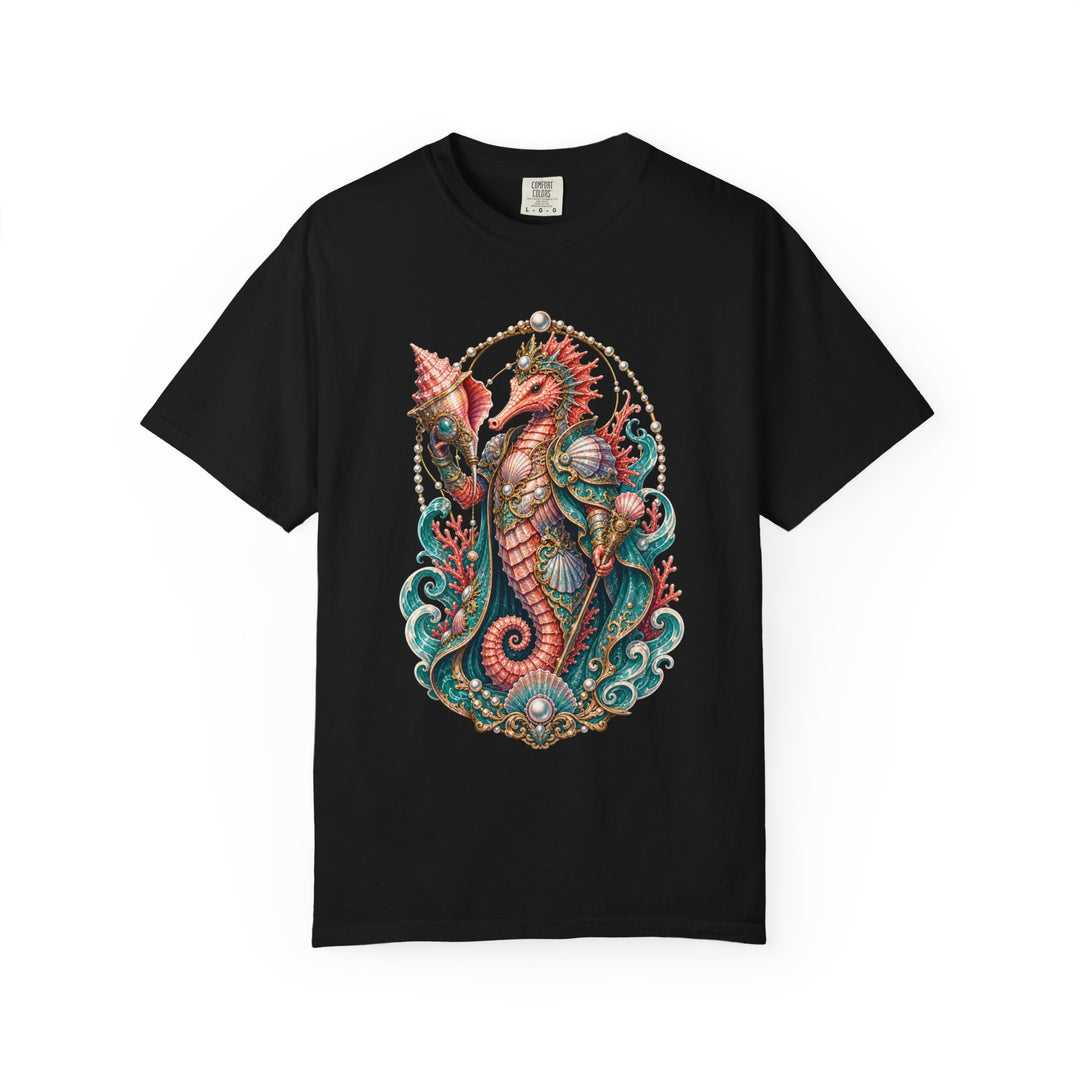 Coral Seahorse Herald Coastal T-Shirt Graphic