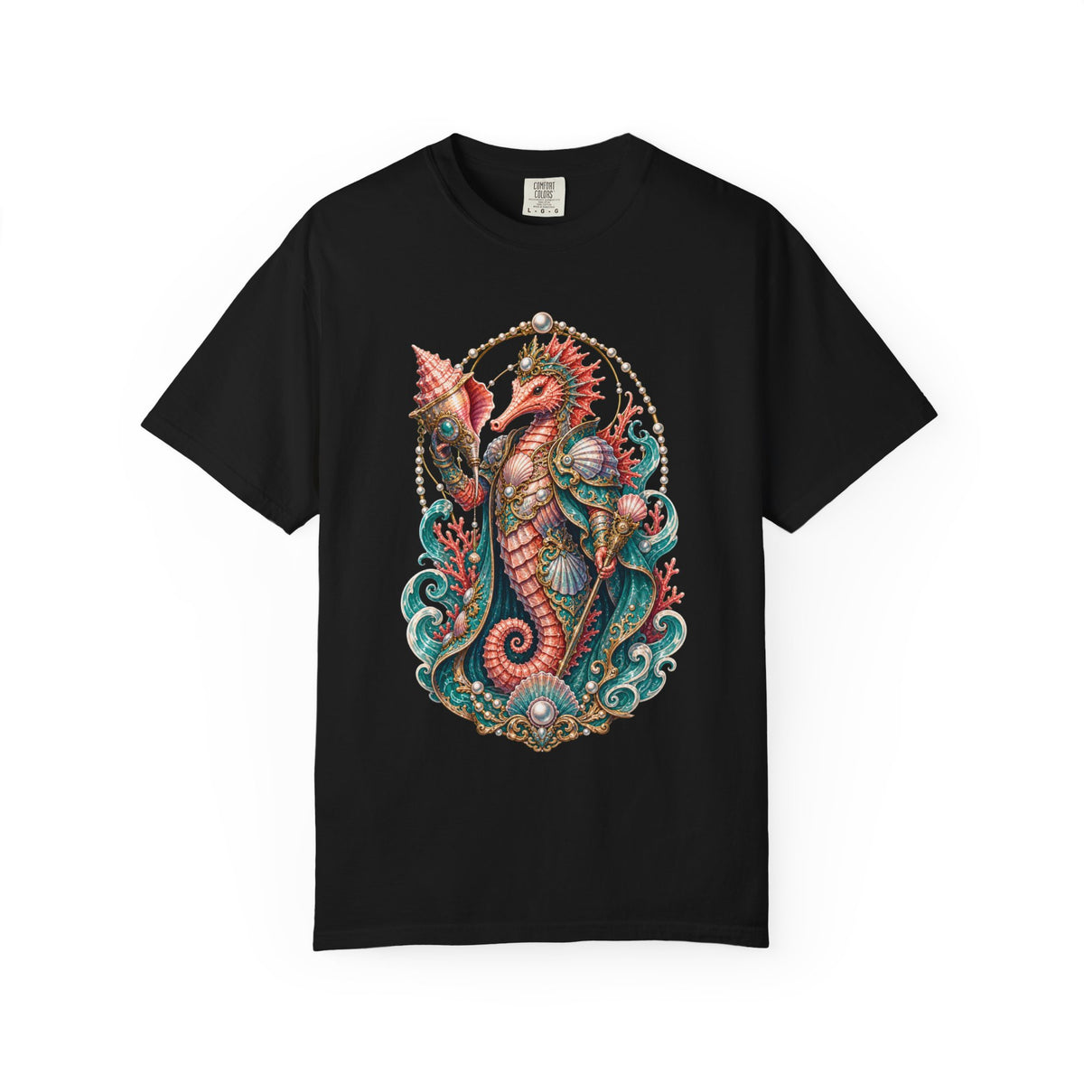 Coral Seahorse Herald Coastal T-Shirt Graphic