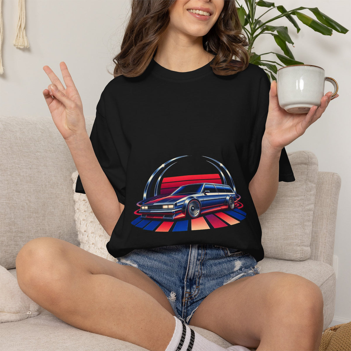 Retro Futurist Sport Wagon Graphic Tee