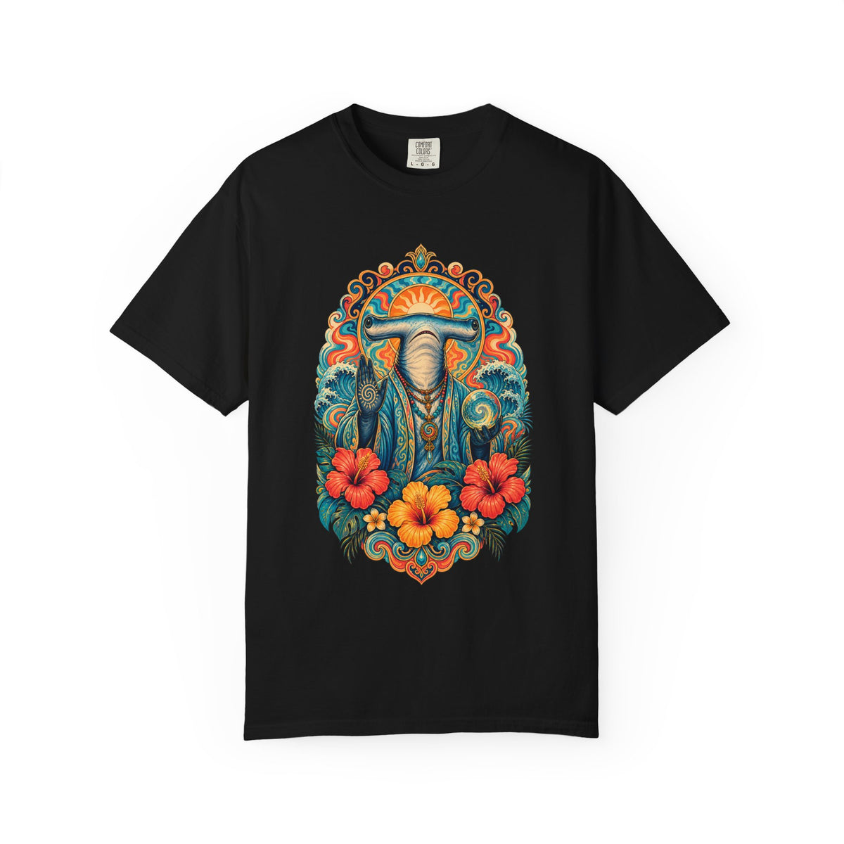 Psychedelic Hibiscus Hammerhead Oracle Graphic Tee