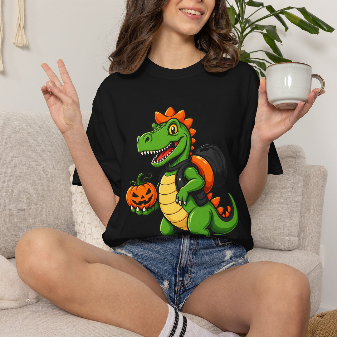 Halloween Dino Pumpkin Mascot T-Shirt Graphic