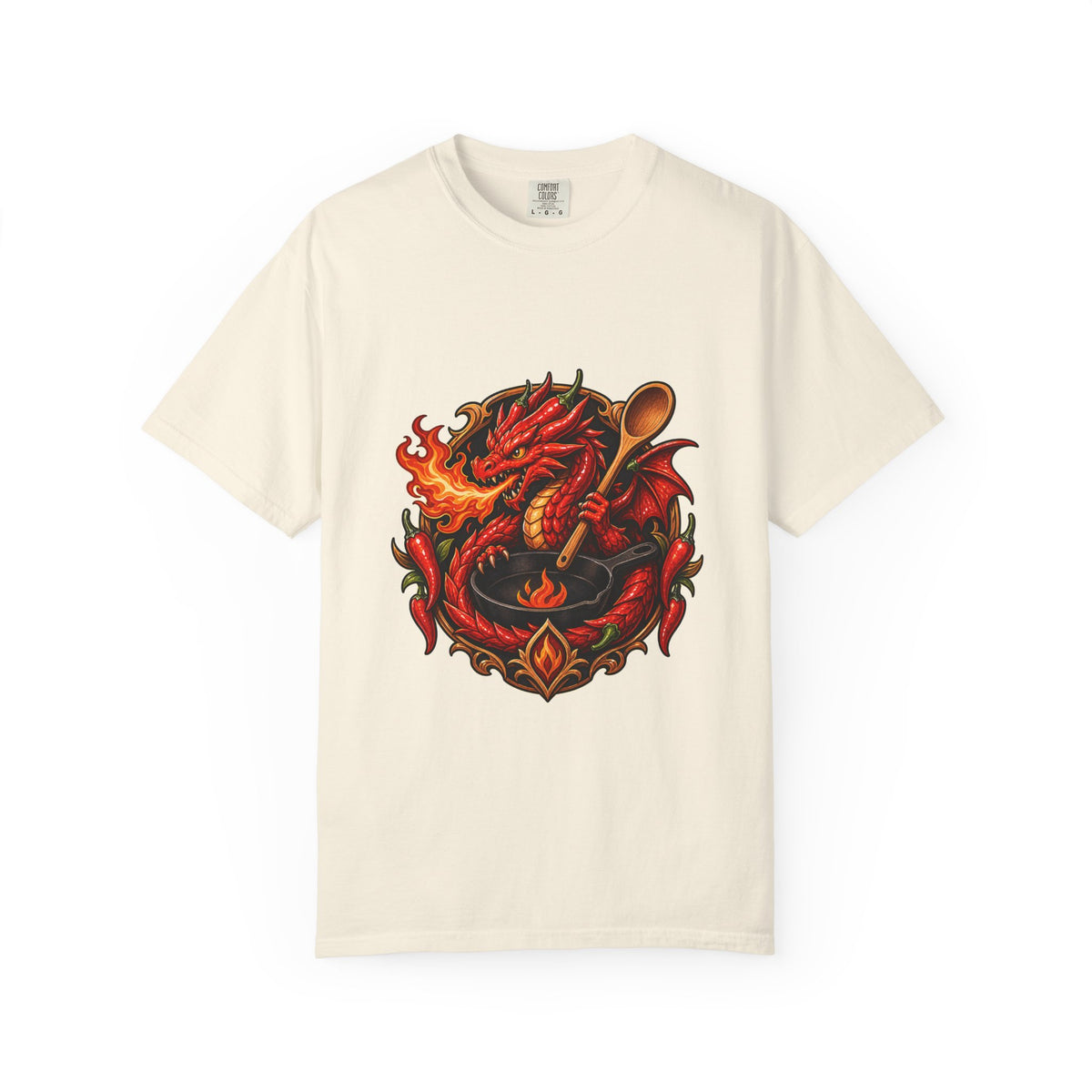 Chili Pepper Dragon Kitchen Crest T-Shirt Graphic