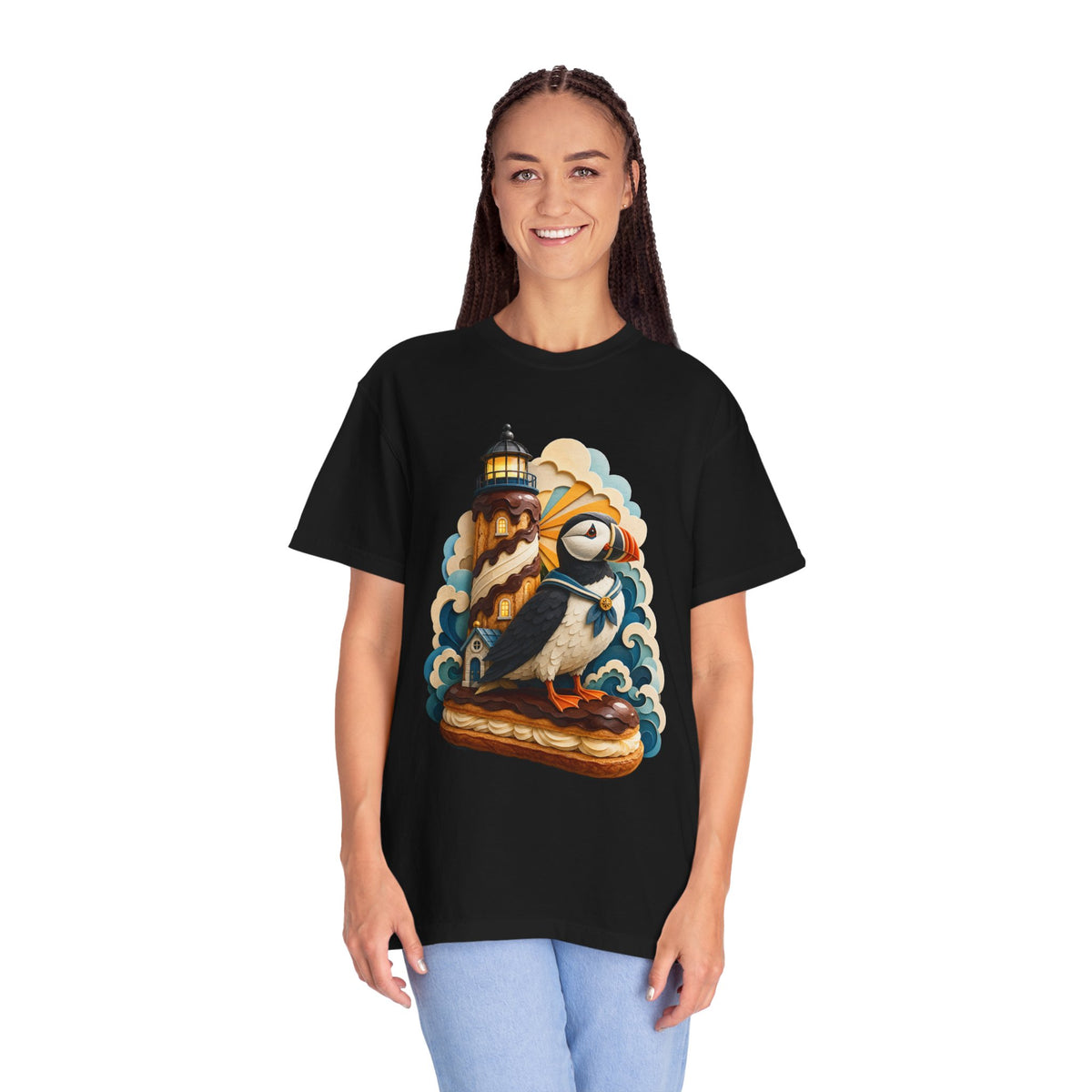 Paper Cut Lighthouse Eclair Puffin T-Shirt Graphic