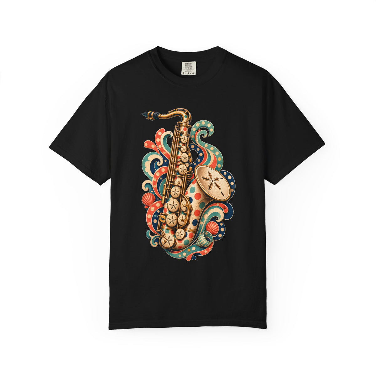 Coastal Sand Dollar Saxophone T-Shirt Graphic