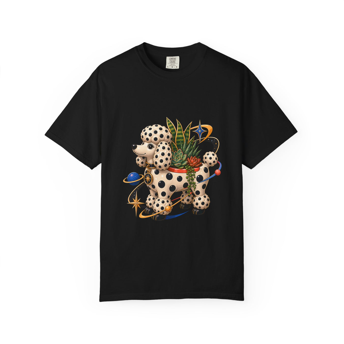 Polka Dot Cosmic Poodle Planter T-Shirt Graphic