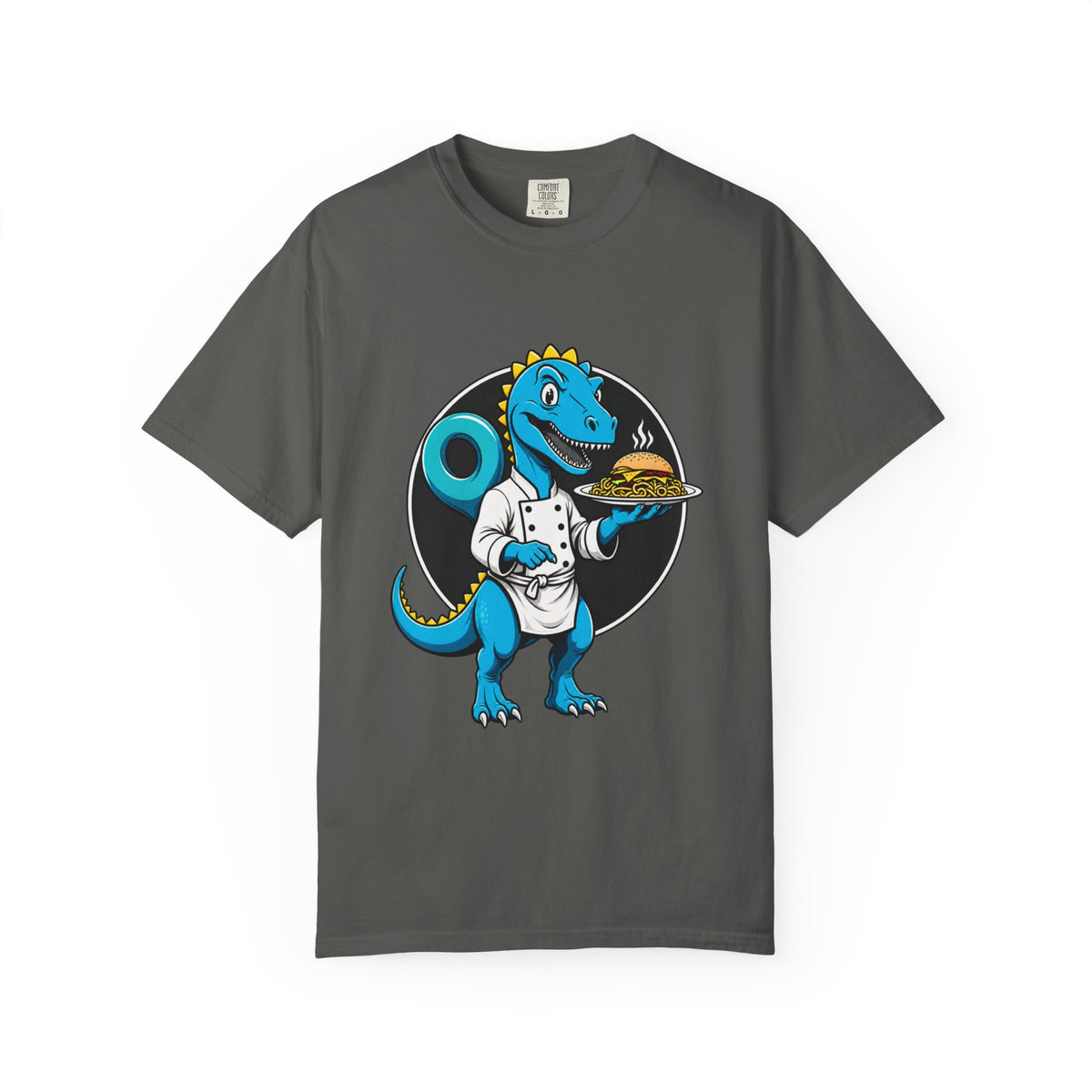 Dinosaur Chef Burger Pasta T-Shirt Graphic