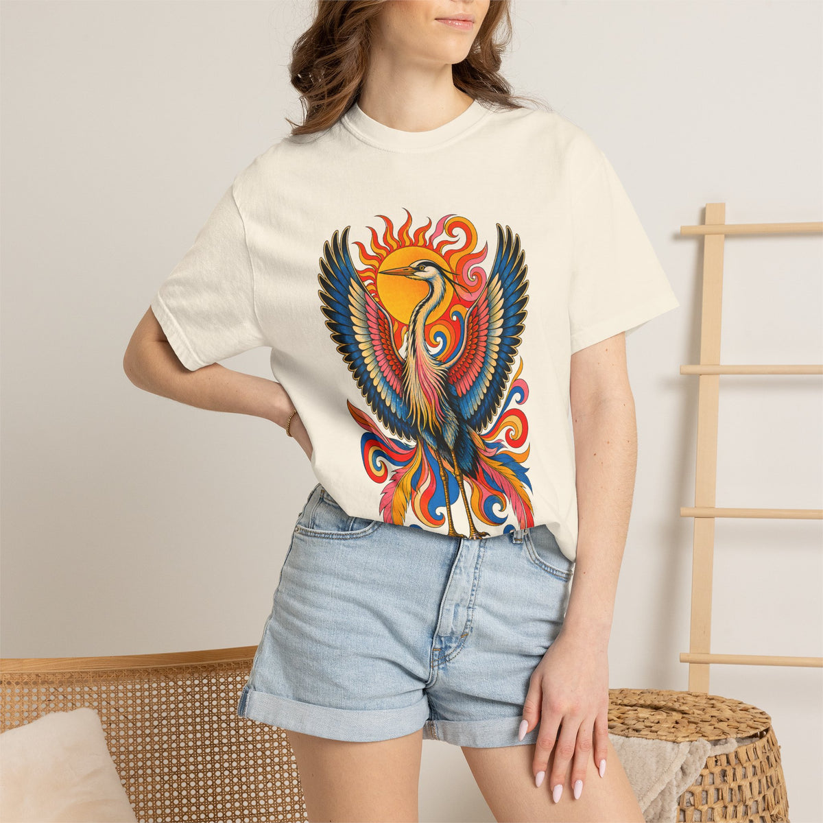 Psychedelic Solar Heron Graphic Tee