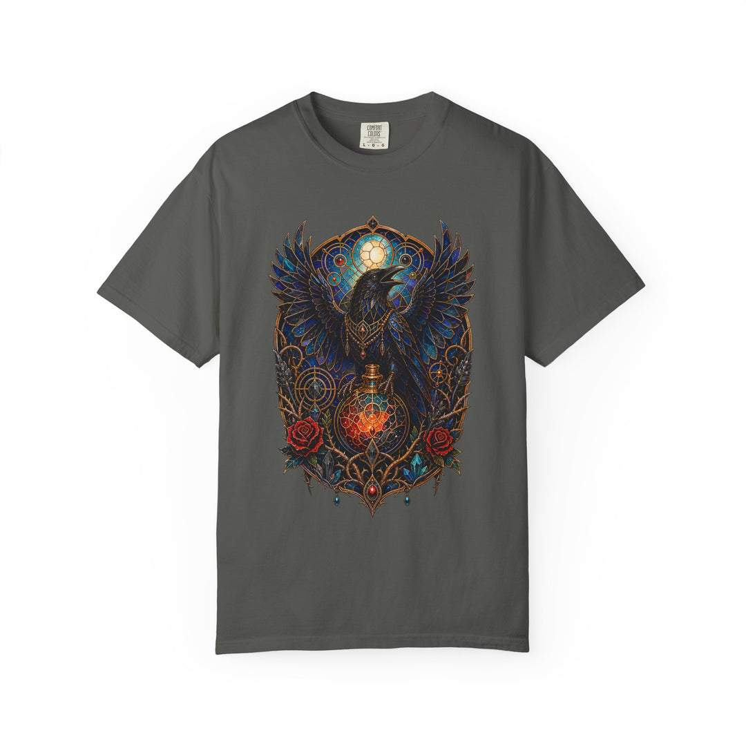 Stained Glass Raven Alchemist Graphic T-Shirt