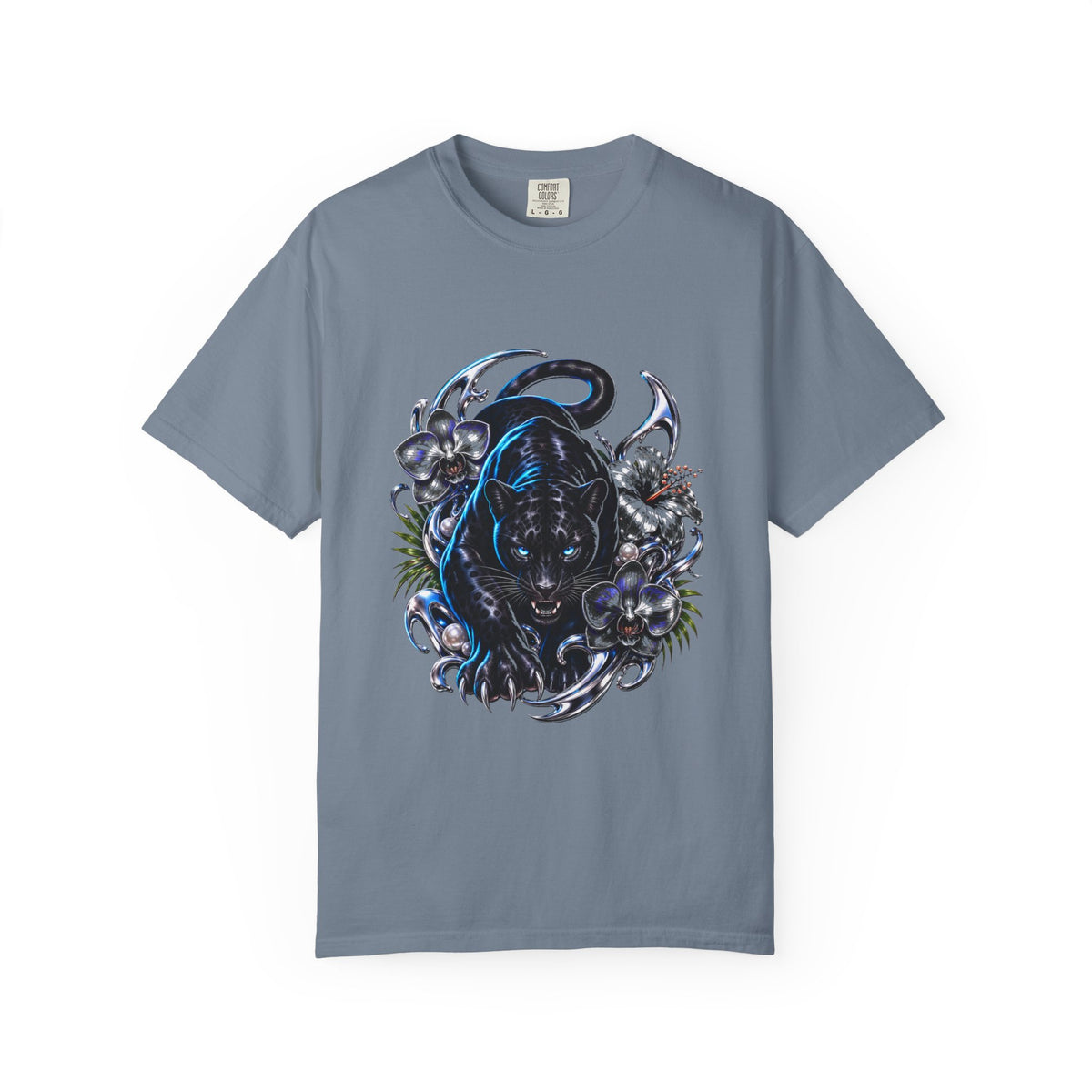 Y2K Chrome Orchid Panther Graphic Tee