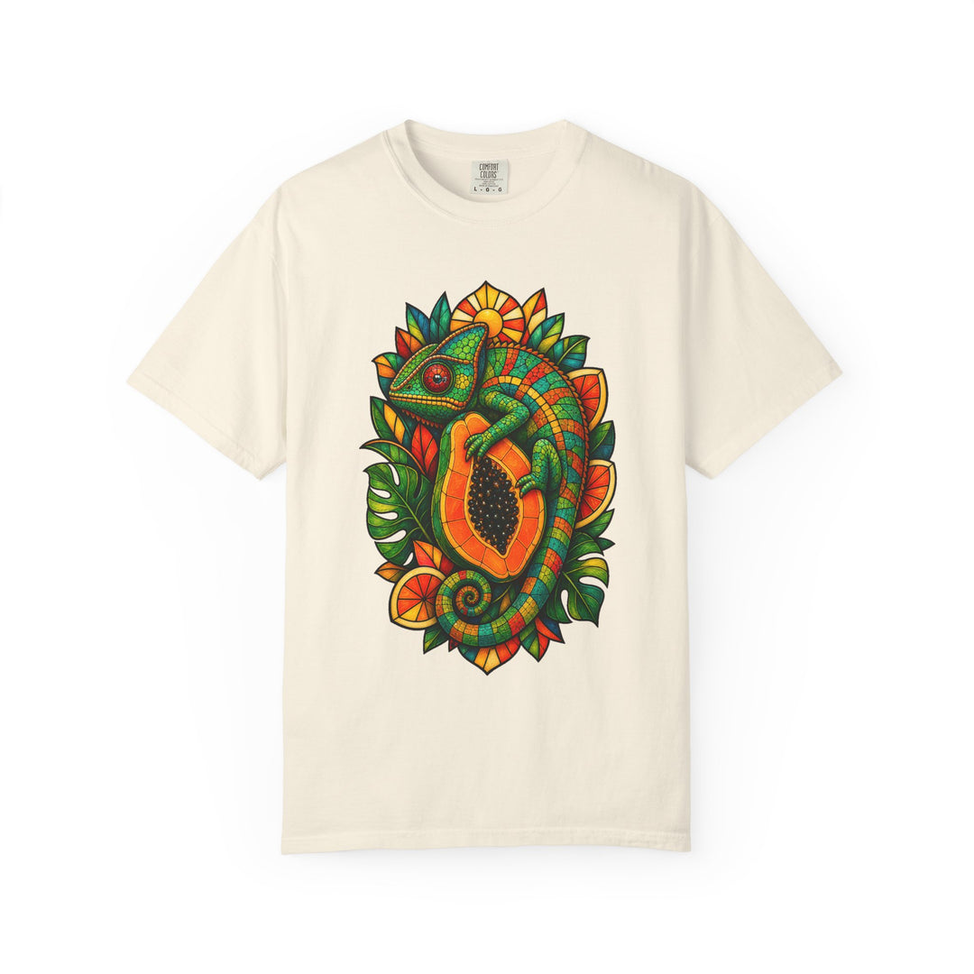 Stained Glass Papaya Chameleon Graphic Tee