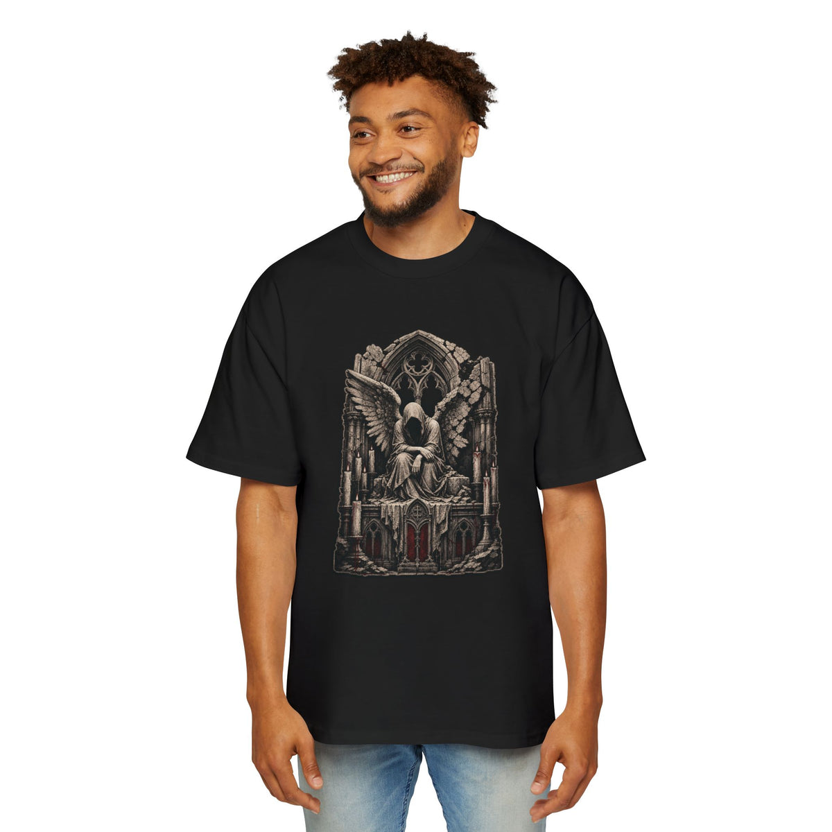 Ruined Mourning Angel Heavy Oversized Gothic Tee