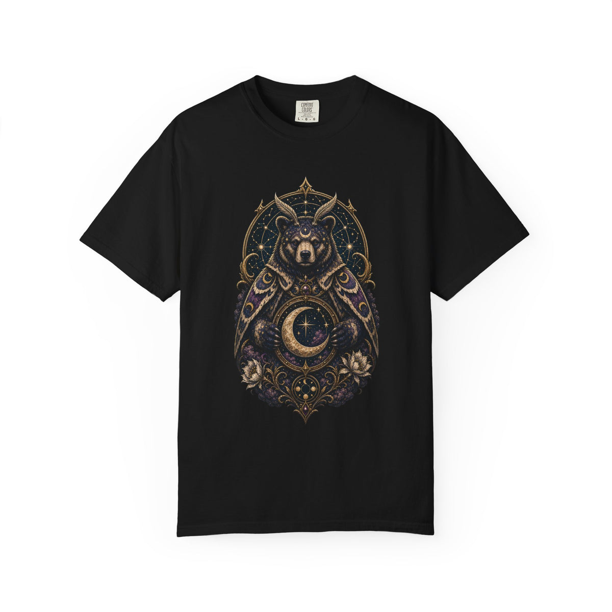 Celestial Moth Bear Crest T-Shirt Graphic
