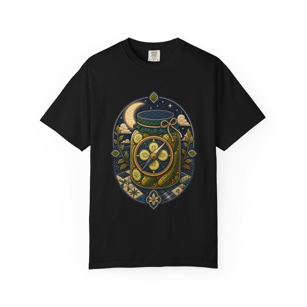 Quilted Moonlit Pickle Jar Compass T-Shirt Graphic