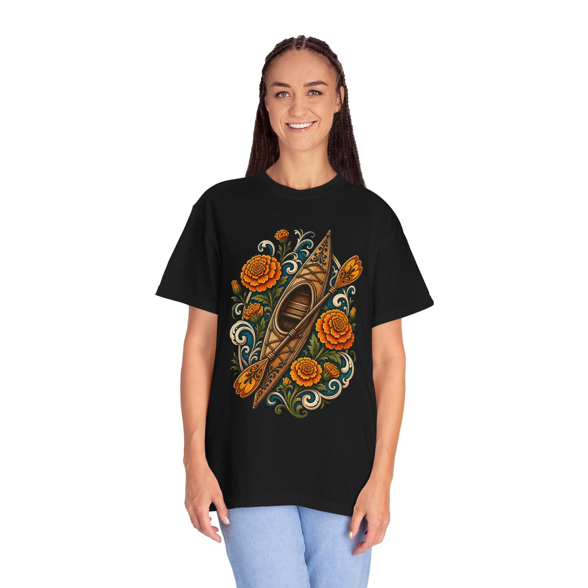 Folk Tattoo Kayak Marigold T-Shirt Graphic