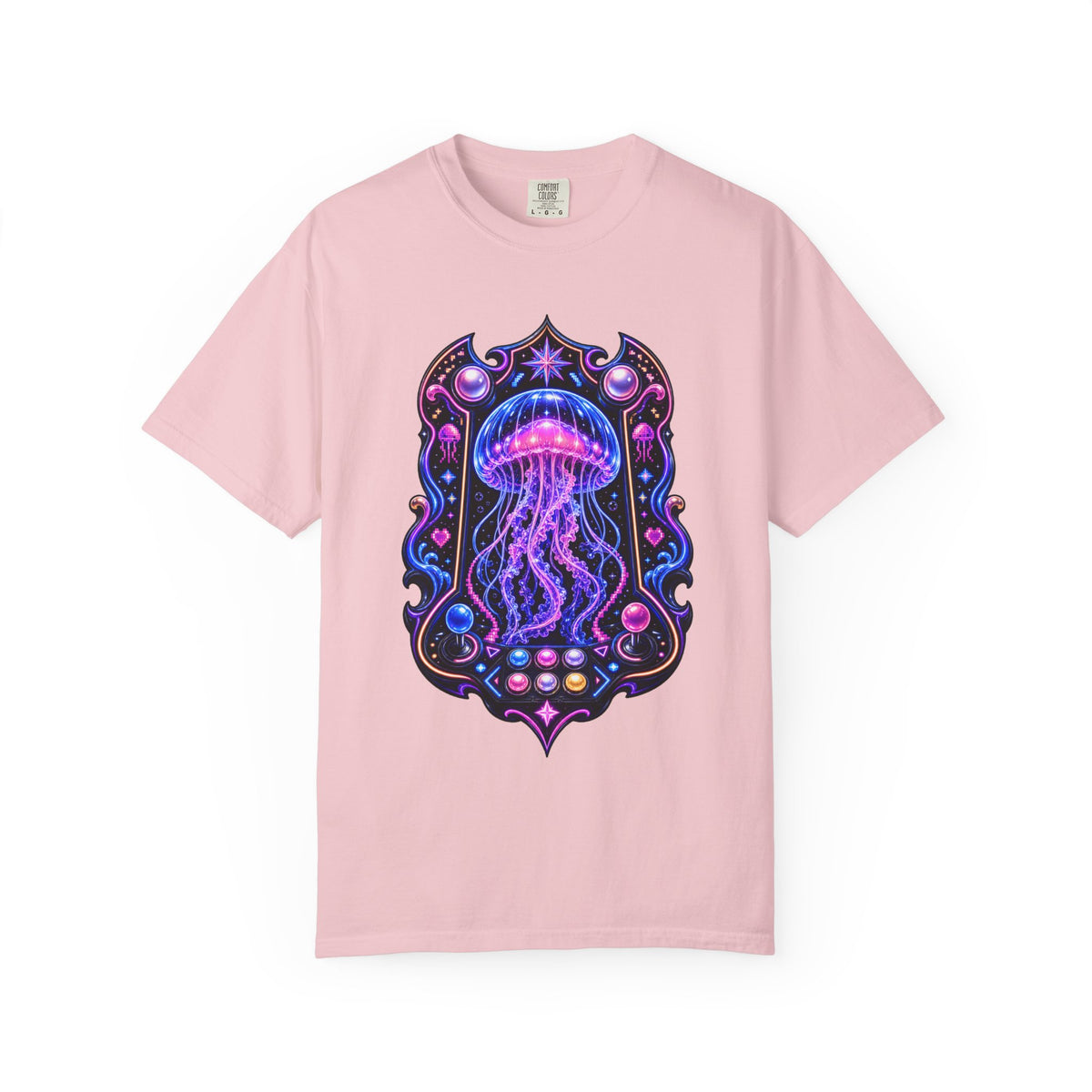 Arcade Jellyfish Neon Crest T-Shirt Graphic
