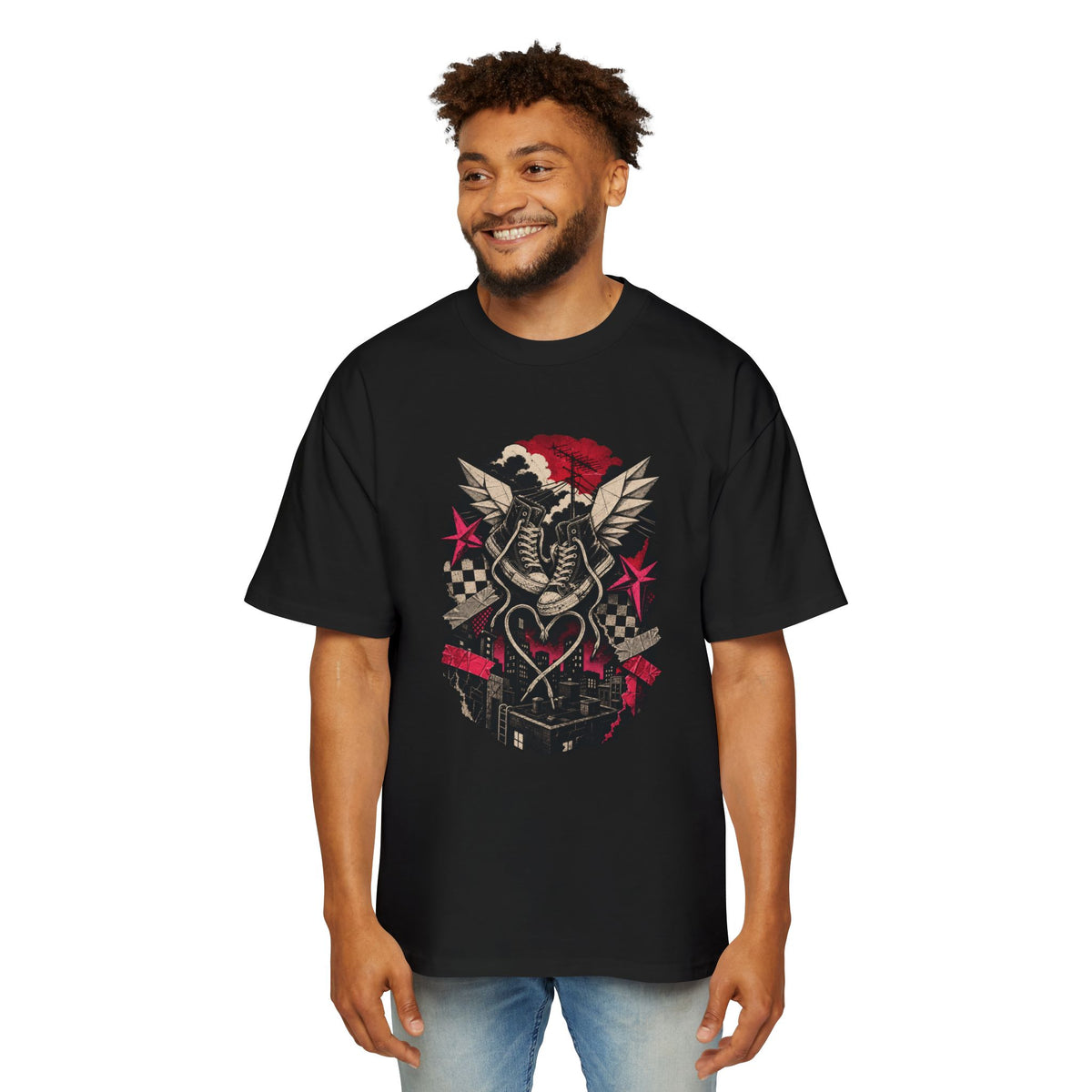 Paper Wings After Midnight Heavy Oversized Emo Tee