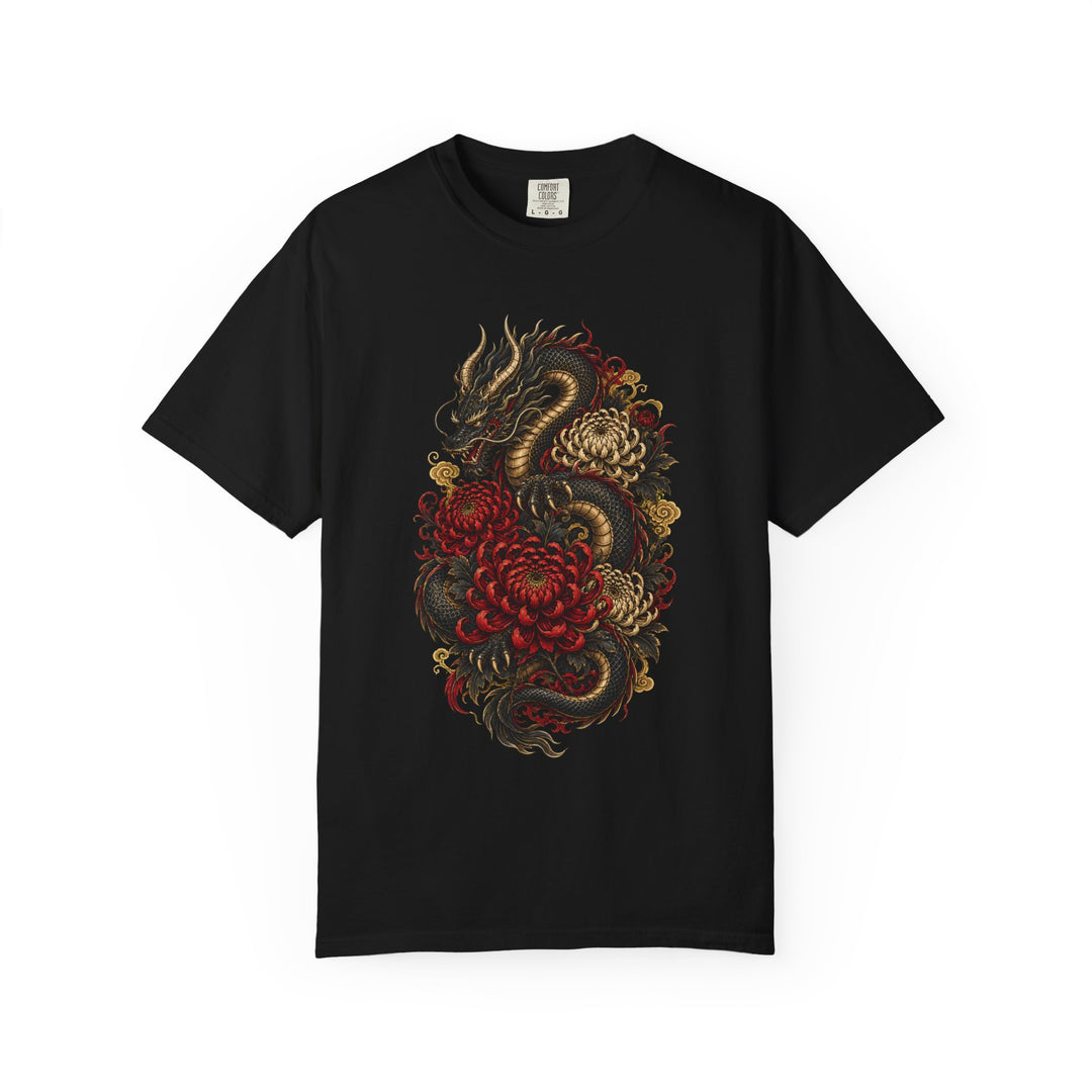 Abyssal Chrysanthemum Dragon Crest T-Shirt Graphic