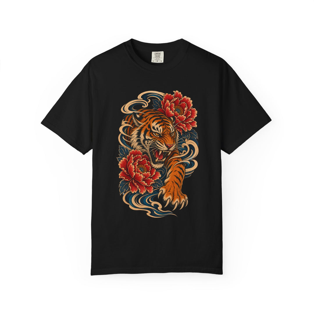 Tiger and Peony Tattoo Graphic Tee