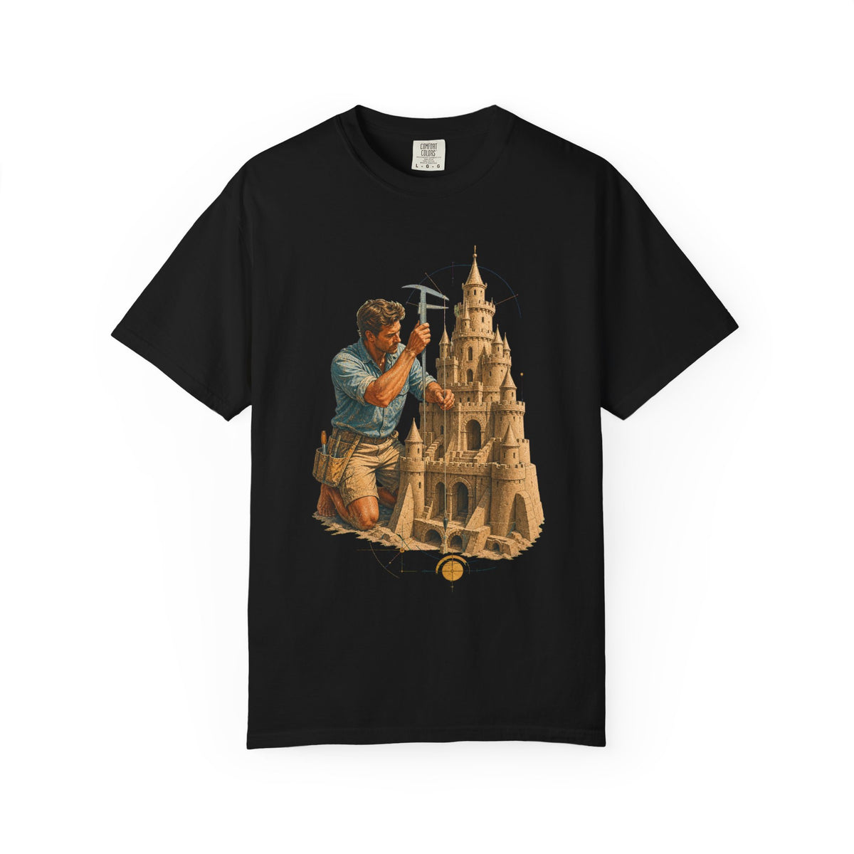 Sandcastle Structural Engineer Retro Blueprint Graphic Tee
