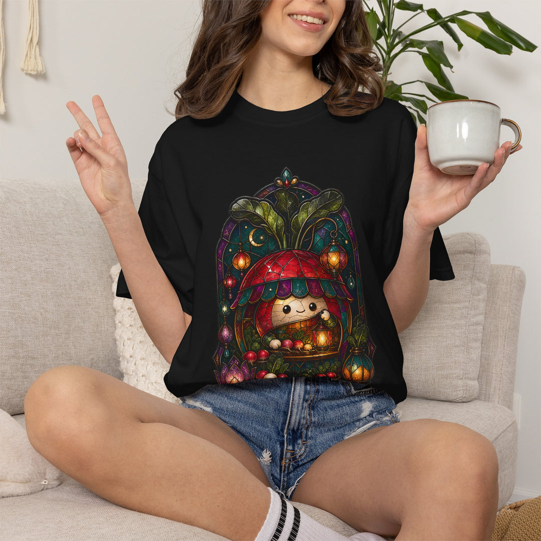 Stained Glass Night Market Radish T-Shirt Graphic