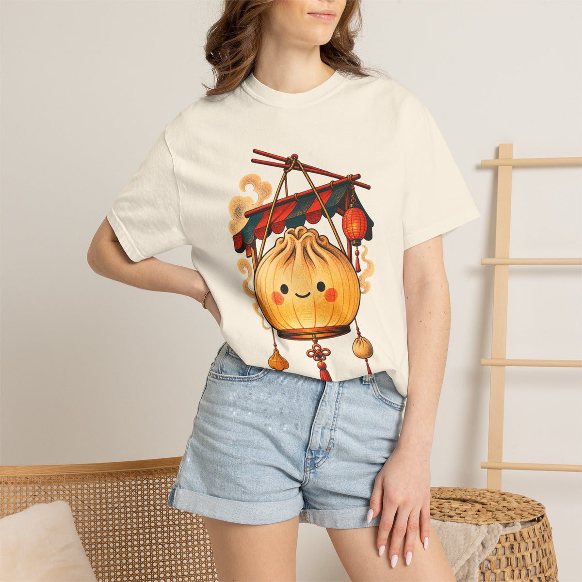 Risograph Night Market Dumpling Lantern T-Shirt Graphic
