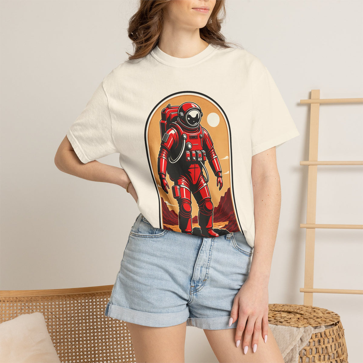 Retro Red Astronaut Badge T-Shirt Graphic