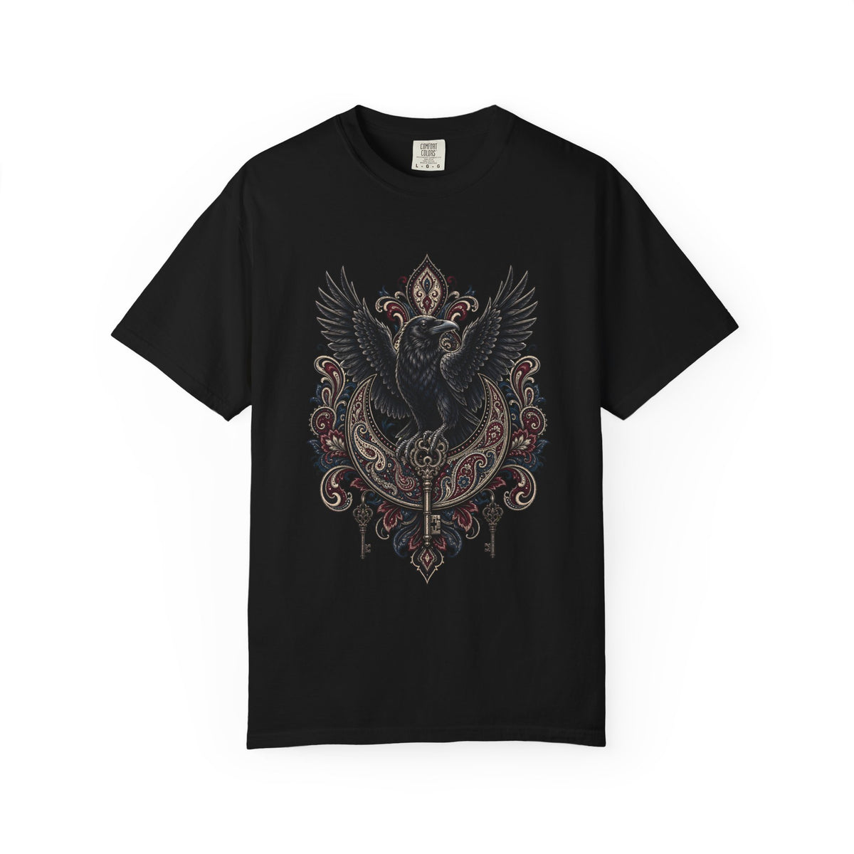 Gothic Paisley Raven Crest Graphic Tee