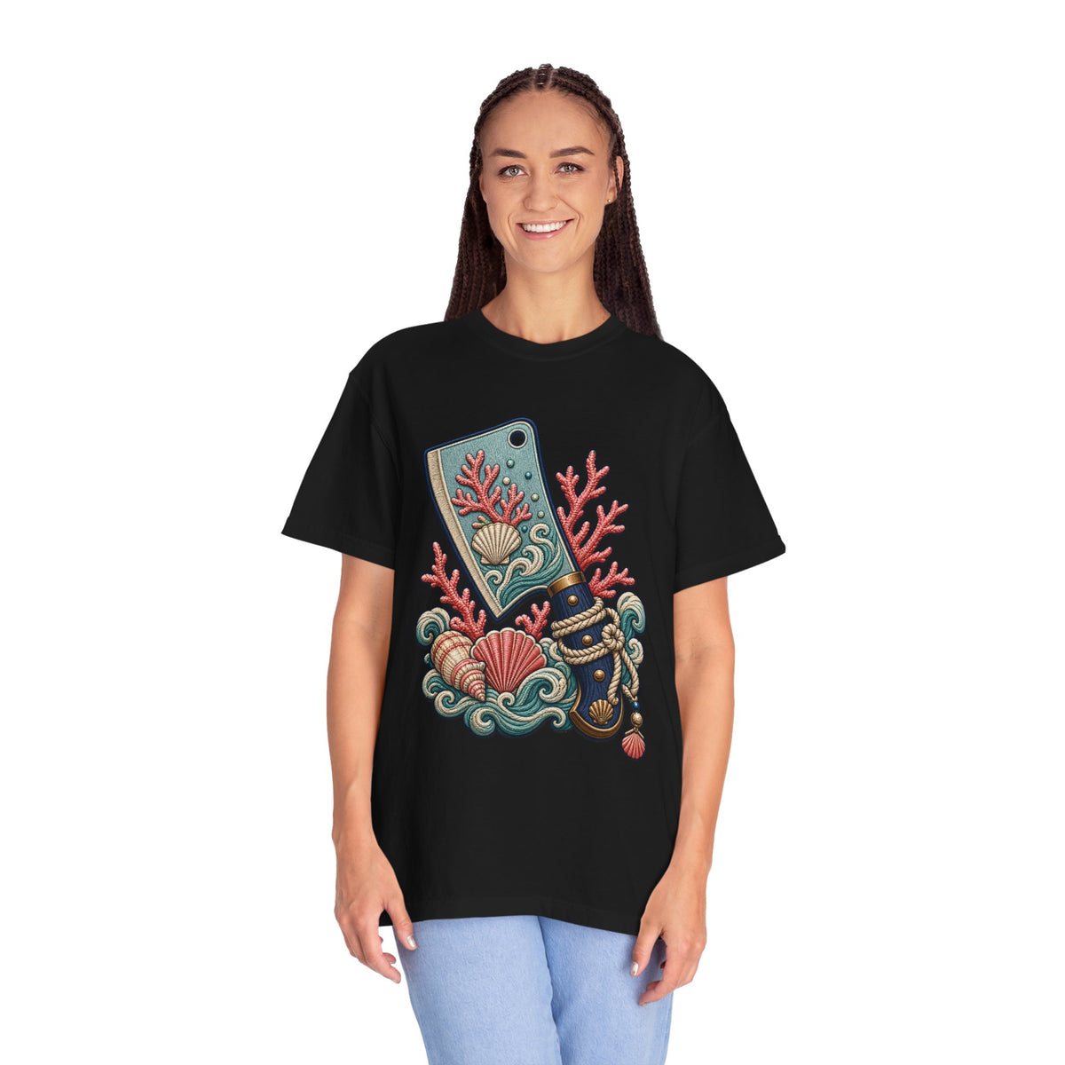 Embroidered Coastal Cleaver Coral T-Shirt Graphic