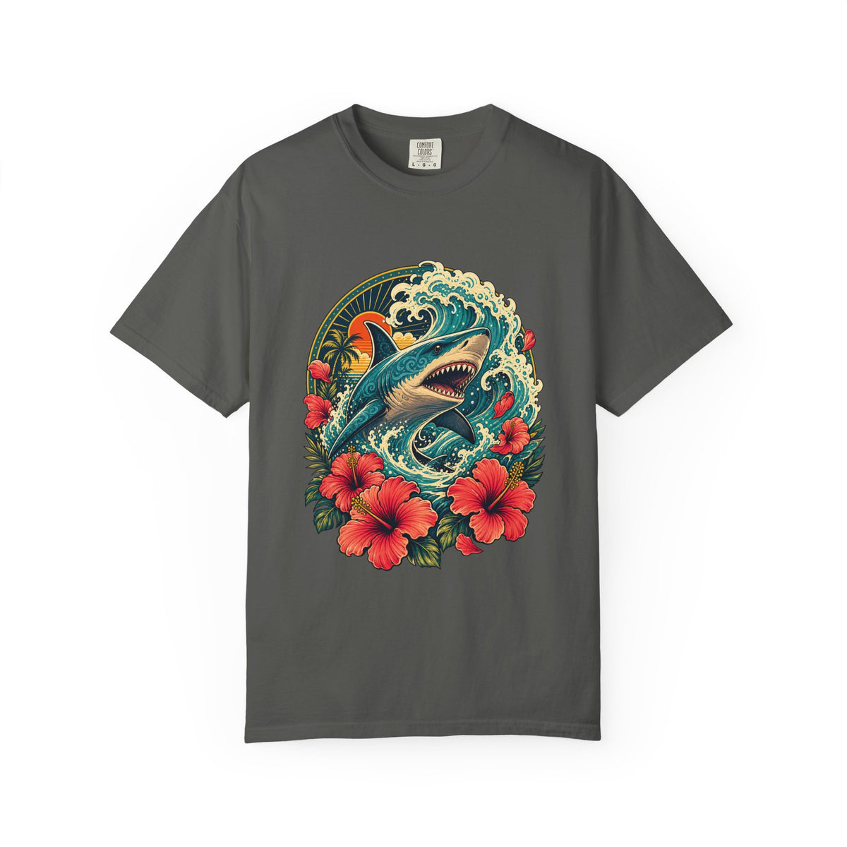 Hibiscus Shark Surf Spirit T-Shirt Graphic