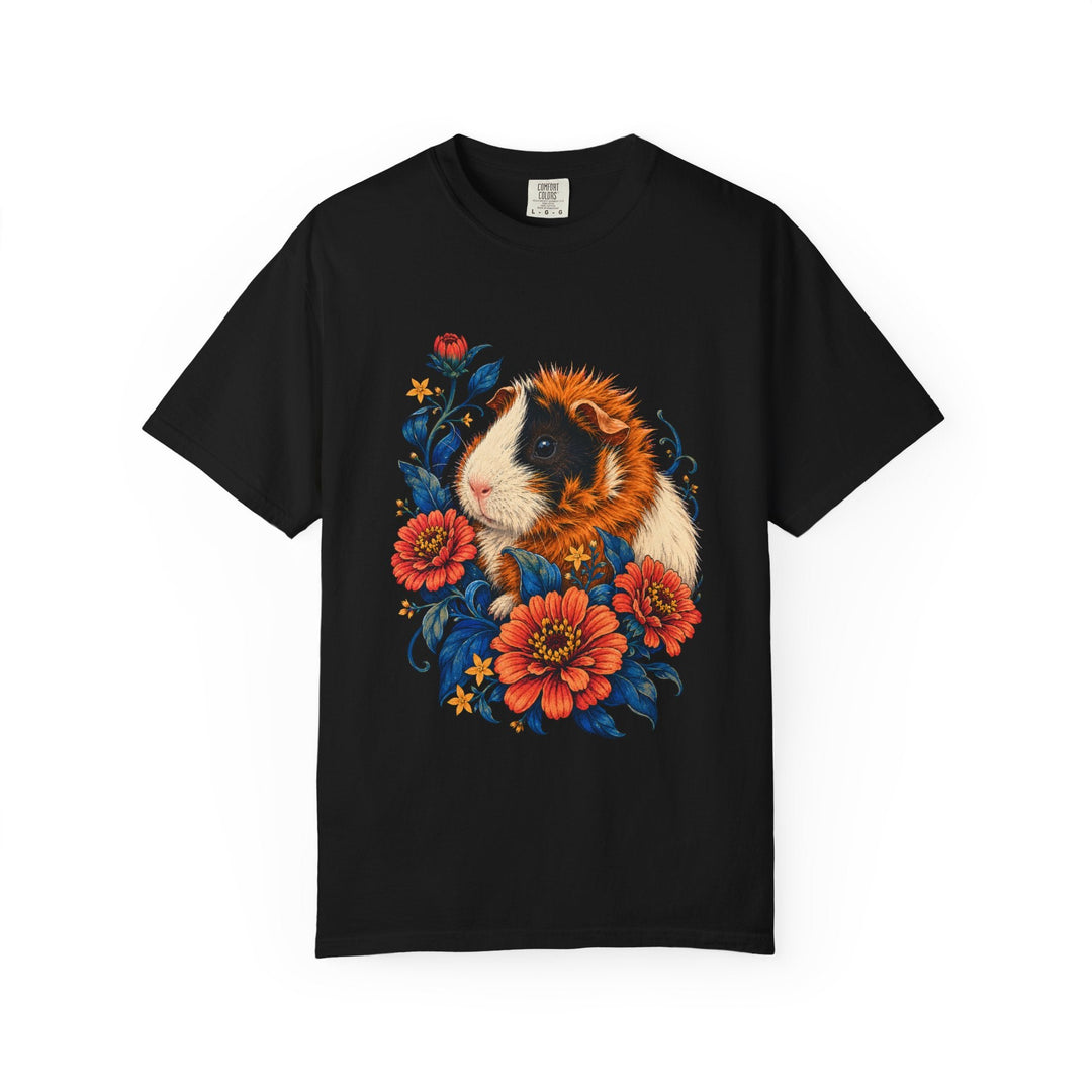 Custom Guinea Pig Floral Portrait Graphic Tee