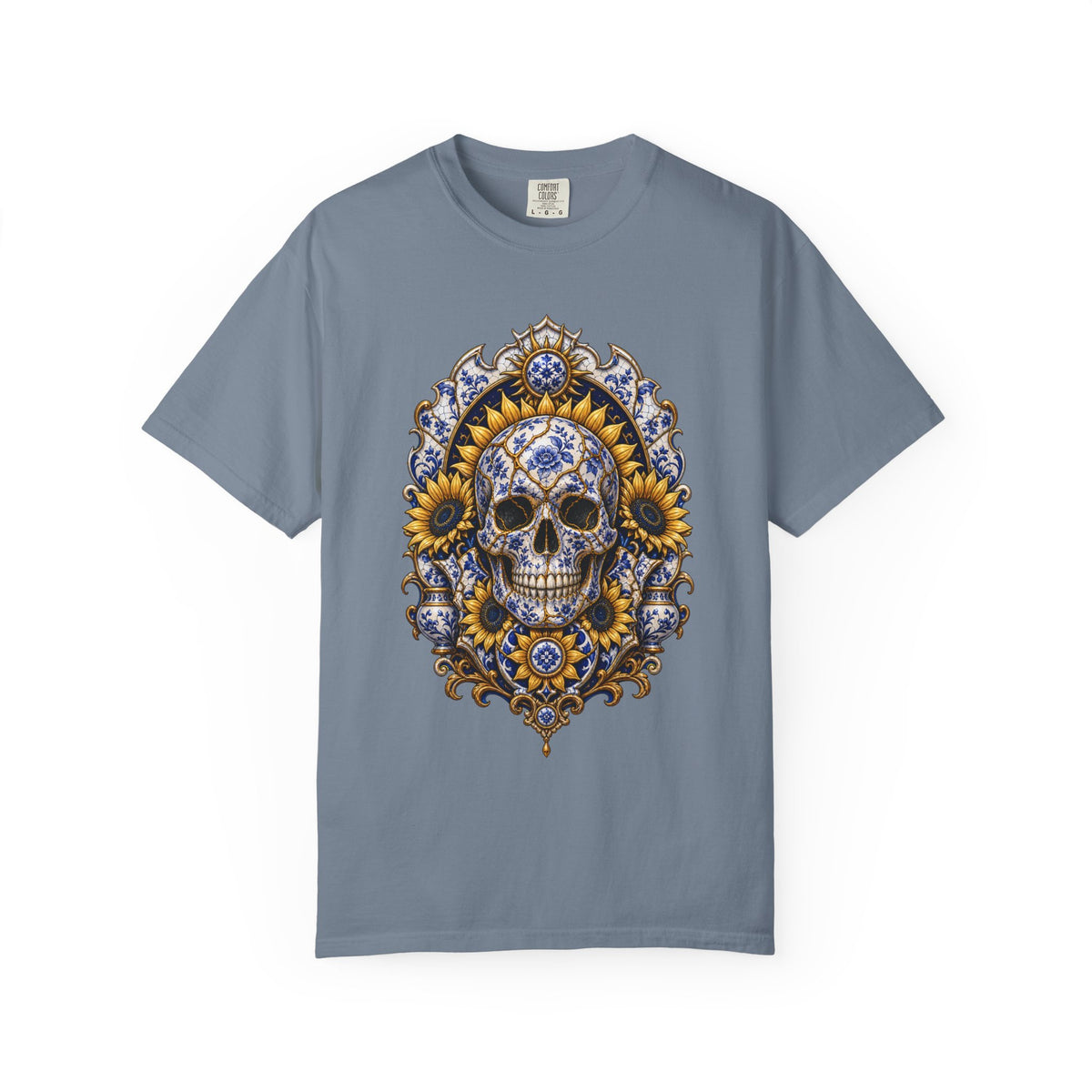 Kintsugi Sunflower Skull Relic T-Shirt Graphic