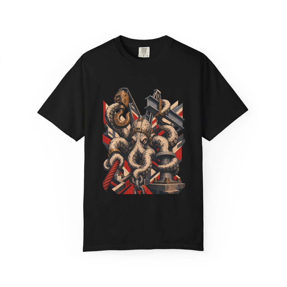 Kraken Dock Rigger graphic on a Black tee