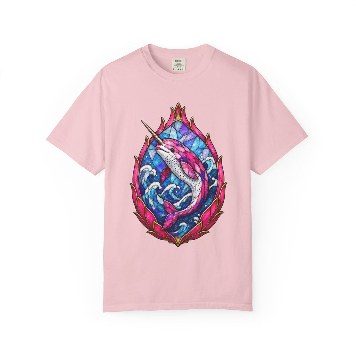 Stained Glass Dragonfruit Narwhal Graphic Tee