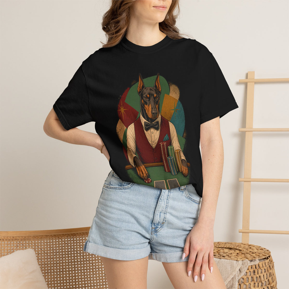 Doberman High Roller Vintage Card-Room Graphic Tee